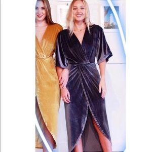 Gold velvet wrap dress